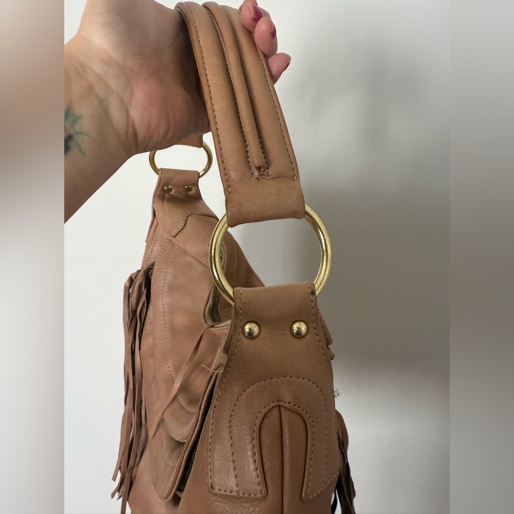 BULGA Large Tassel Soft Pebbled Leather Multi Compartment Hobo Bag - Picture 3 of 16